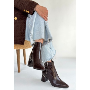 Meça Kahverengi Cilt Topuklu Bot - Lisinya