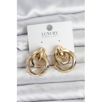 Gold Renk Halka Model Pirinç Kadın Küpe - Lisinya