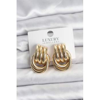 Gold Renk Halka Modelli Pirinç Kadın Küpe - Lisinya