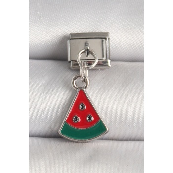 316L Çelik Gümüş Renk Karpuz Dilim Model Nomination Charm - Lisinya