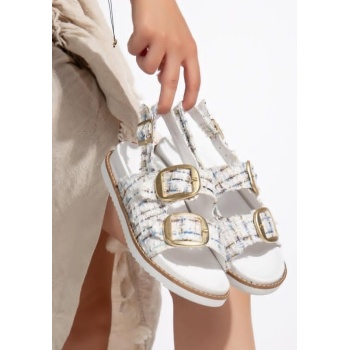 Olira Beyaz Simli Kemerli Sandalet - Lisinya