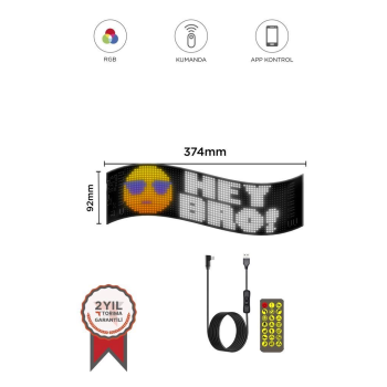 Rp937 Led Matrix Panel 16x64cm Telefon Kontrollü Kayar Led Animasyon Aydınlatma - Lisinya
