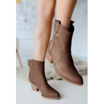 Akver Kahverengi Cilt Topuklu Bot - Lisinya