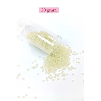 Dökme Cam Kum Boncuk (11/0) 2 mm - 20 Gram - Krem - BNC012