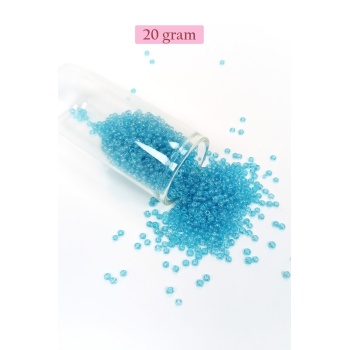 Dökme Cam Kum Boncuk (11/0) 2 mm - 20 Gram - Şeffaf Camgöbeği - BNC023