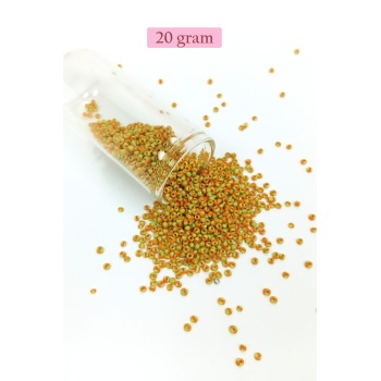 Dökme Cam Kum Boncuk (11/0) 2 mm - 20 Gram - Sarı Turuncu - BNC031