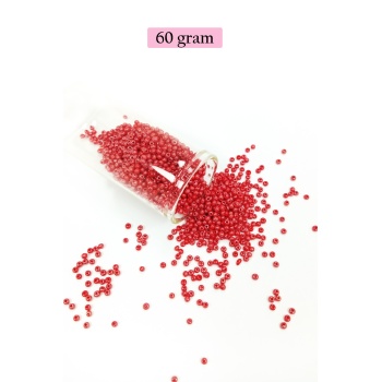 Dökme Cam Kum Boncuk (11/0) 2 mm - 60 Gram - Kırmızı - BNC039