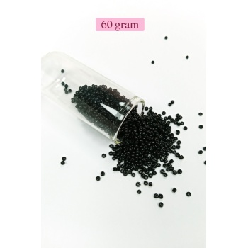 Dökme Cam Kum Boncuk (11/0) 2 mm - 60 Gram - Siyah - BNC045