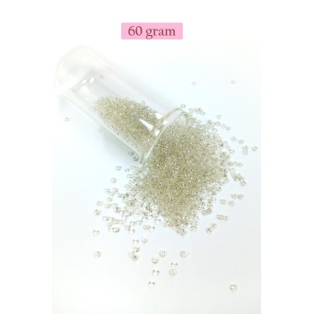 Dökme Cam Kum Boncuk (11/0) 2 mm - 60 Gram - Şeffaf Beyaz - BNC053