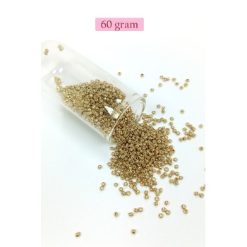Dökme Cam Kum Boncuk (11/0) 2 mm - 60 Gram - Altın - BNC059