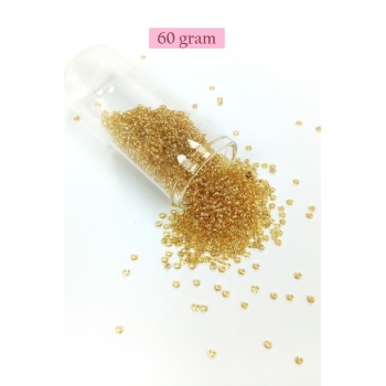 Dökme Cam Kum Boncuk (11/0) 2 mm - 60 Gram - Şeffaf Bal Rengi - BNC068