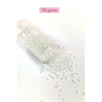 Dökme Cam Kum Boncuk (8/0) 3 mm - 20 Gram - Parlak Beyaz - BNC153