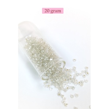 Dökme Cam Kum Boncuk (8/0) 3 mm - 20 Gram - Şeffaf Gümüş - BNC160