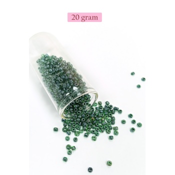 Dökme Cam Kum Boncuk (8/0) 3 mm - 20 Gram - Parlak Yeşil - BNC162