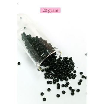 Dökme Cam Kum Boncuk (8/0) 3 mm - 20 Gram - Parlak Siyah - BNC170