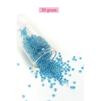 Dökme Cam Kum Boncuk (8/0) 3 mm - 20 Gram - Şeffaf Gök Mavi - BNC173