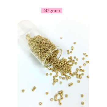 Dökme Cam Kum Boncuk (8/0) 3 mm - 60 Gram - Altın Rengi - BNC185