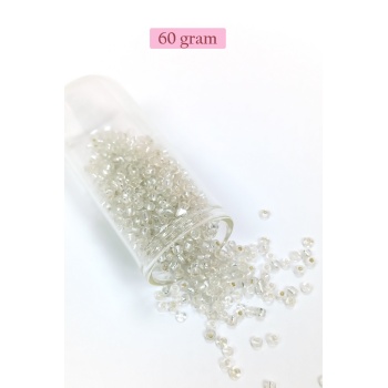 Dökme Cam Kum Boncuk (8/0) 3 mm - 60 Gram - Şeffaf Gümüş - BNC201