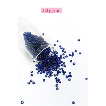 Dökme Cam Kum Boncuk (8/0) 3 mm - 60 Gram - Şeffaf Lacivert - BNC207