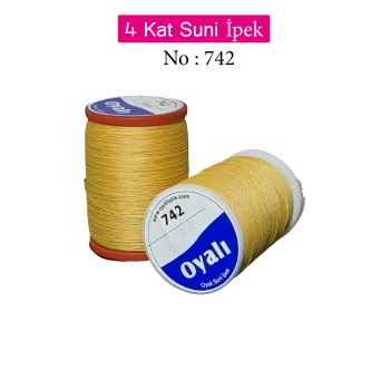 Oyalı 4 Kat Suni İpek İplik İğne Oyası Boncuk İpi Tığ Oyası No:742