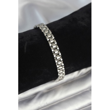 316L Çelik Gümüş Renk 7 mm Kalınlık Erkek Bileklik -