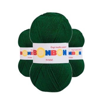 3 Adet Kristal El Örgü Lif İpi Koyu Yeşil 98596