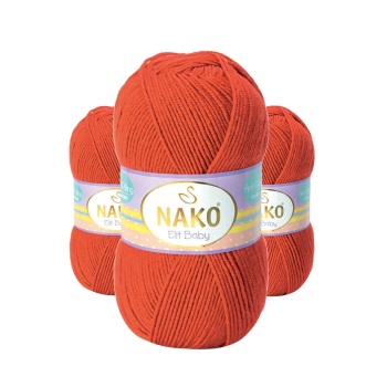 3 Adet Elite Baby El Örgü İpi Tüylenmeyen Bebek Yünü Mercan Taşı 10701