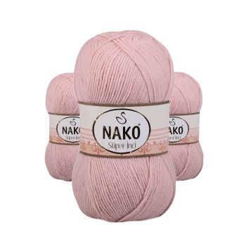 3 Adet Süper İnci El Örgü İpi 100 gr Açık Pudra 1479