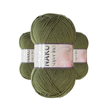 3 Adet Süper İnci El Örgü İpi 100 gr Haki 4234