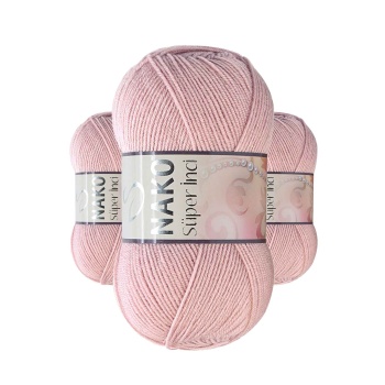 3 Adet Süper İnci El Örgü İpi 100 gr Pembemsi Pudra 10275