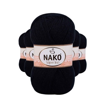 5 Adet Süper İnci El Örgü İpi 100 gr Siyah 217