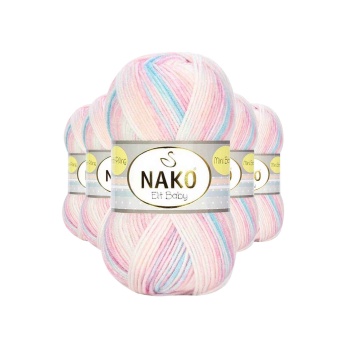 5 Adet Mini Batik Bebe El Örgü İpi Pembe Turkuaz 32431