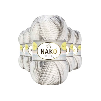 5 Adet Mini Batik Bebe El Örgü İpi Gri Beyaz 32461