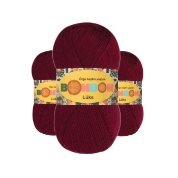 3 Adet Lüks Patik İpi Yünü Bordo 98220