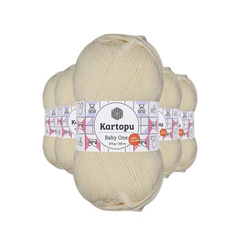 5 Adet Baby One Tüylenmeyen El Örgü İpi Yünü Krem K025