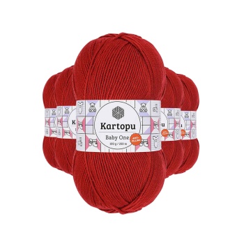 5 Adet Baby One Tüylenmeyen El Örgü İpi Yünü Koyu Kırmızı K129