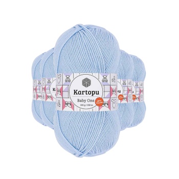 5 Adet Baby One Tüylenmeyen El Örgü İpi Yünü Mavi K544
