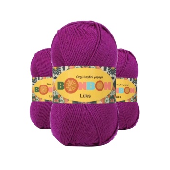 3 Adet Lüks Patik İpi Yünü Koyu Fuşya 98677