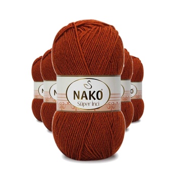 5 Adet Süper İnci El Örgü İpi 100 gr Kiremit 6679