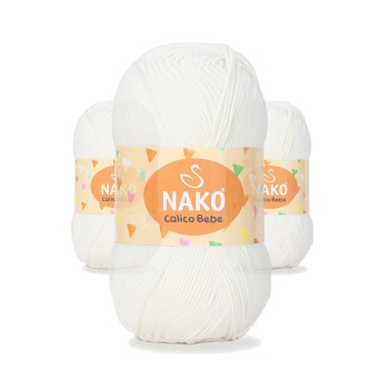 3 Adet Calico Bebe Pamuklu Bebek Ve Battaniye Örgü Ipi 2378 Krem