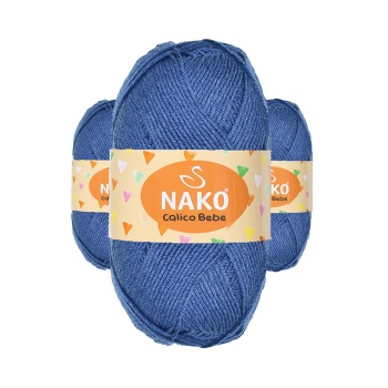 3 Adet Calico Bebe Pamuklu Bebek Ve Battaniye Örgü Ipi 2859 Denim Mavi
