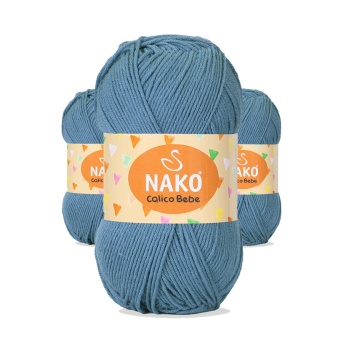 3 Adet Calico Bebe Pamuklu Bebek Ve Battaniye Örgü Ipi 6674 Petrol