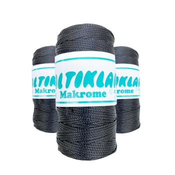 3 Adet Polyester Makrome İpi 68 Füme Gri 100 gr