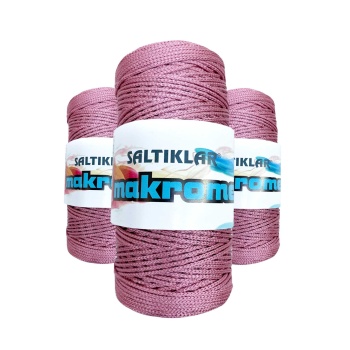 3 Adet Polyester Makrome İpi 350 Gül 100 gr