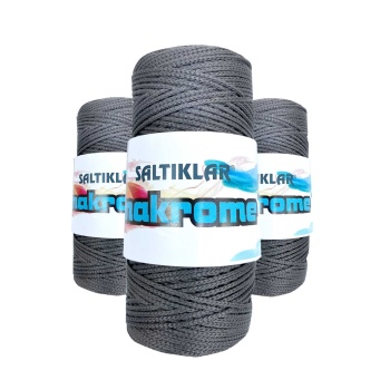 3 Adet Polyester Makrome İpi 420 Koyu Gri 100 gr