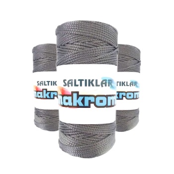 3 Adet Polyester Makrome İpi 423 Gri 100 gr