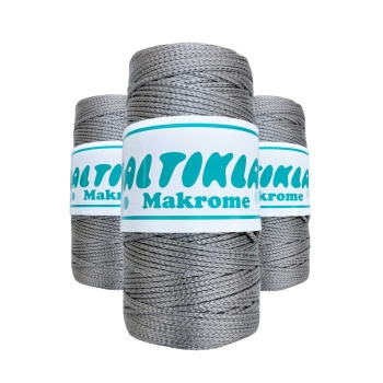 3 Adet Polyester Makrome İpi 430 Orta Gri 100 gr