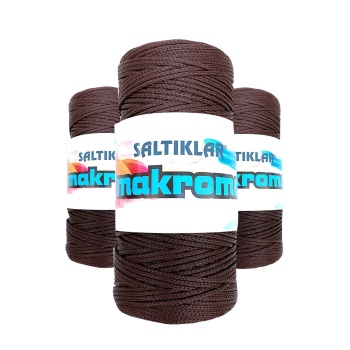 3 Adet Polyester Makrome İpi 2070 Kahve 100 gr