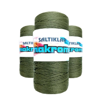 3 Adet Polyester Makrome İpi 2860 Haki Yeşil 100 gr