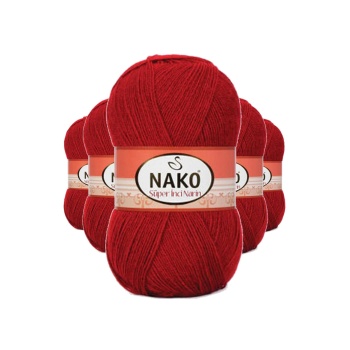 5 Adet Süper İnci El Örgü İpi 100 gr Koyu Kırmızı 1175